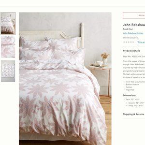 John Robshaw Lahuti Duvet Cover + 1 King sham!